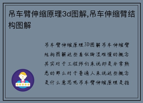吊车臂伸缩原理3d图解,吊车伸缩臂结构图解